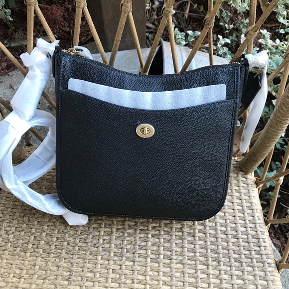 Coach Pebble Leather Chaise Crossbody Handbag- Black - Picture 1 of 6